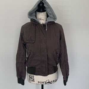 Women's Brown Bomber Jacket with Hood